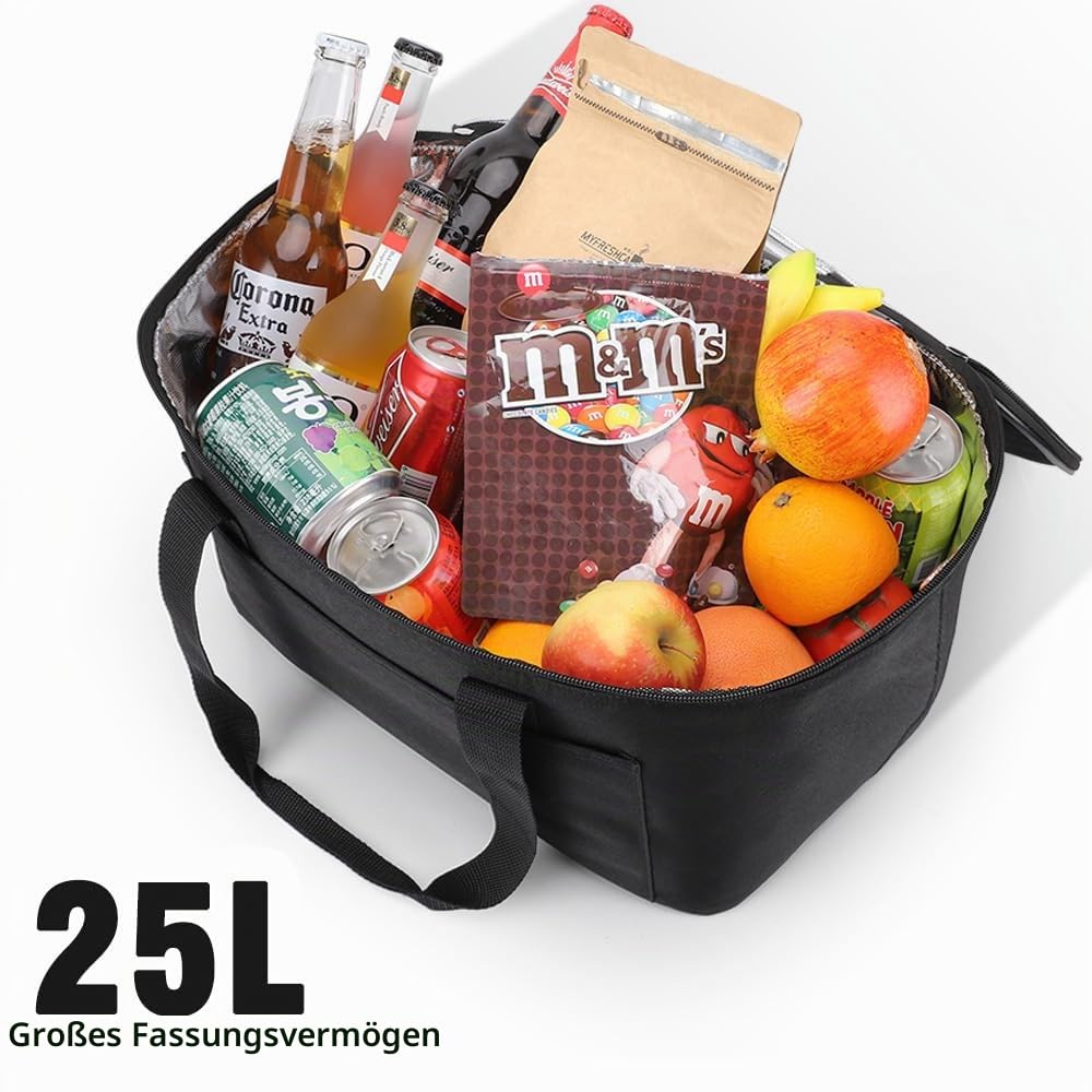 25L Kühltasche Einkaufskorb Faltbar Picknicktasche Gross Isoliert Lunchtasche Thermotasche Wasserdicht Kühltasche Isoliertasche -für Reisen/Picknick/Einkaufen