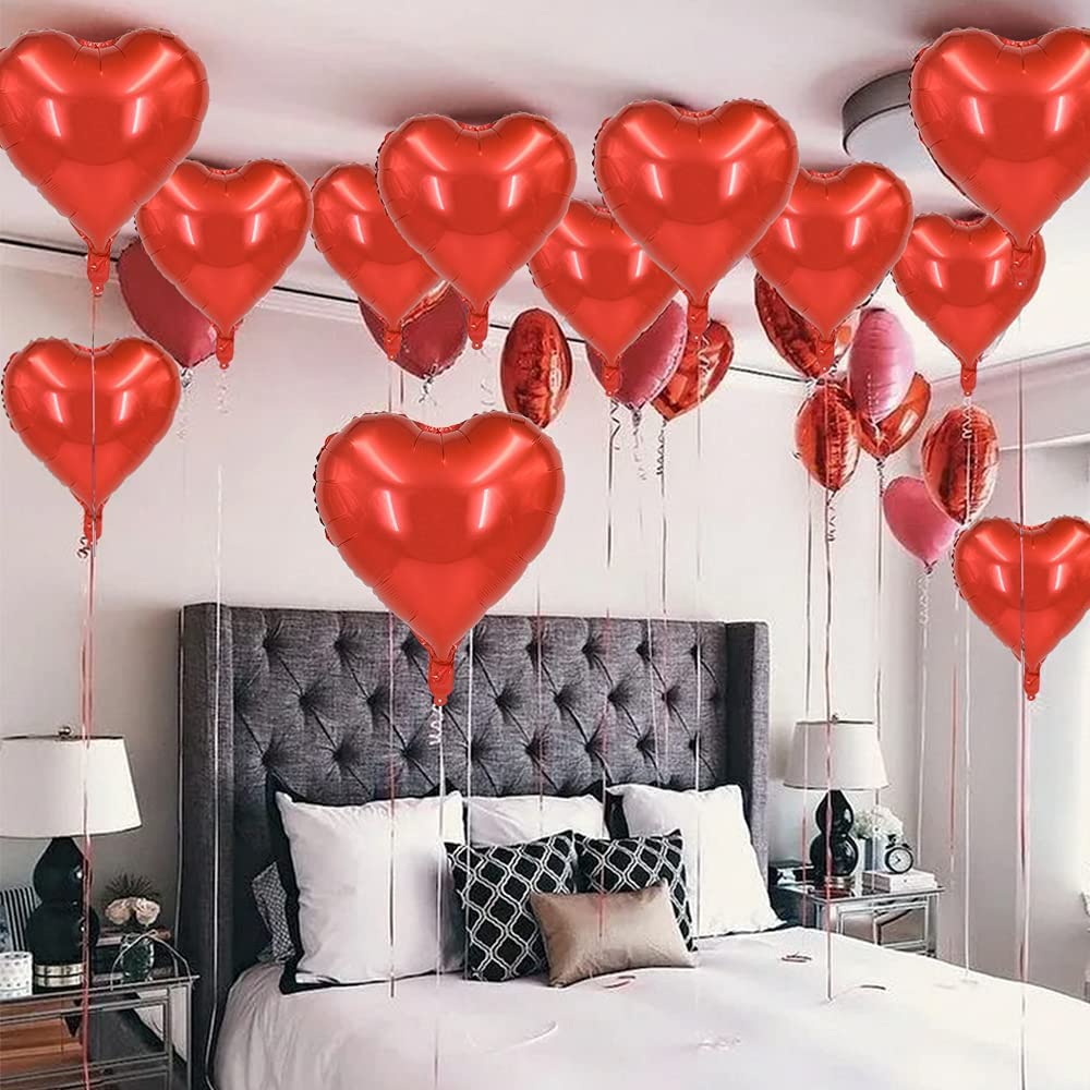 Ballons Cœur Aluminium Noir Et Blanc 45 Cm - Lot De 10, Décoration Fête élégante