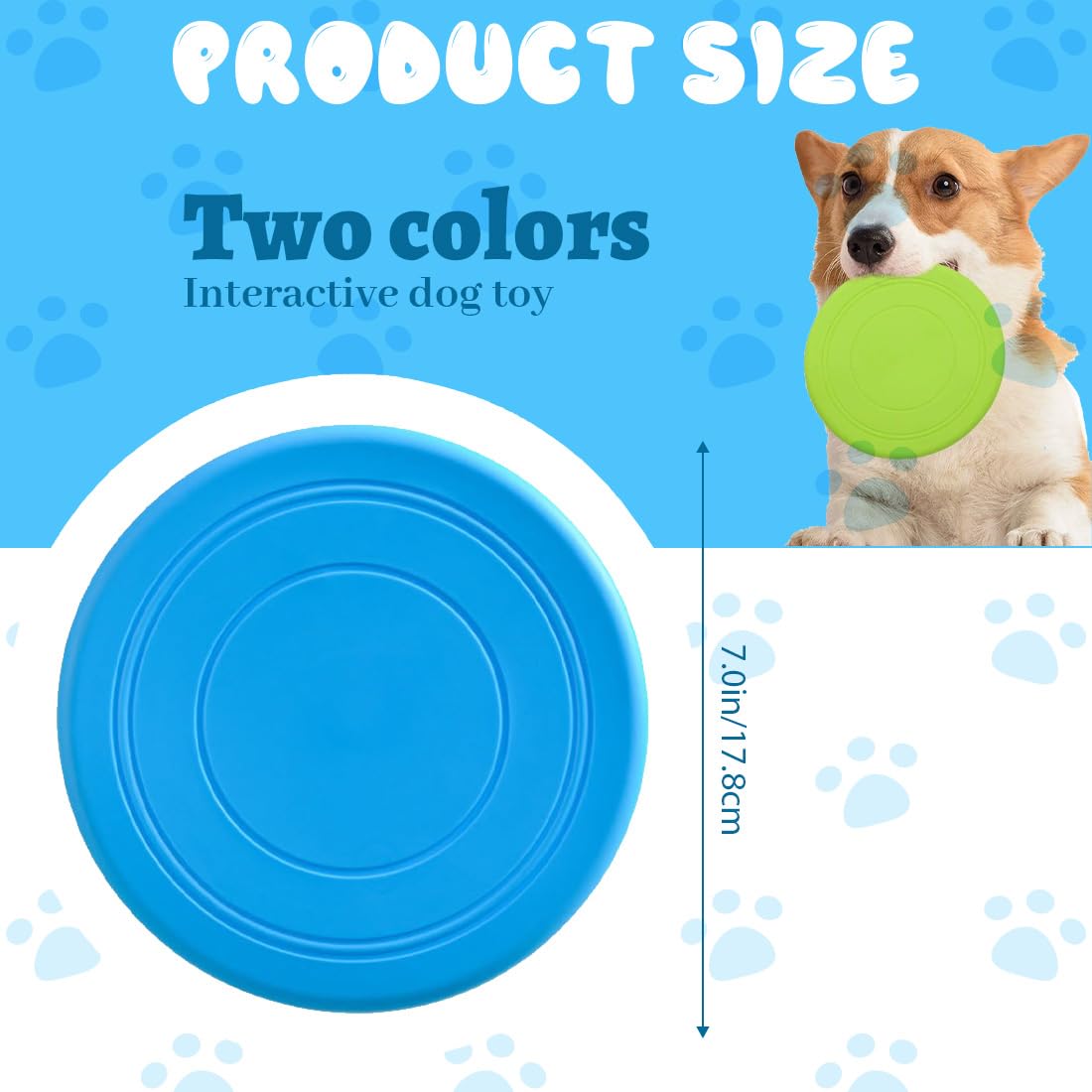 2 PCS Frisbees pour Chien, Disque Chien, Jouet Interactif Frisbee, Disque Volant en Caoutchouc pour Jeux Sport Exercice Activité et Jeu en Plein, pour Grand Et Moyens Chiens