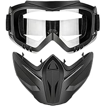 Betachable Full Face Goggles Maskes | Full Face Shield for Mowing, Grass Cutting, Welding & Riding | Dust Goggles with Anti-fog High-definition Lenses Faces Protection for Cycling Skiing Halloween