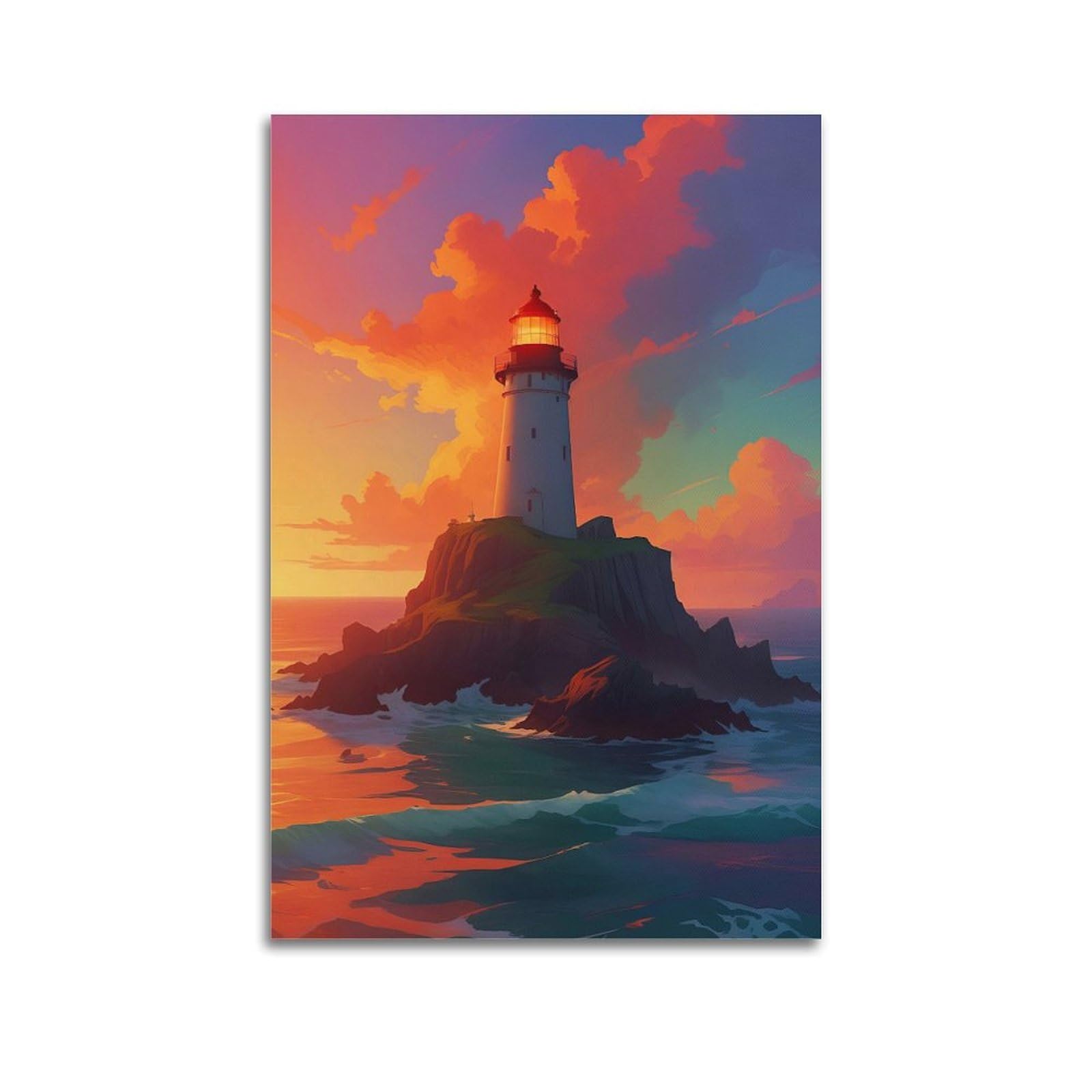 CXHJCA Lighthouse Poster Clifftop Serenity Poster Decorative Painting Canvas Wall Posters And Art Picture Print Modern Family Bedroom Decor Posters 24x36inch(60x90cm)