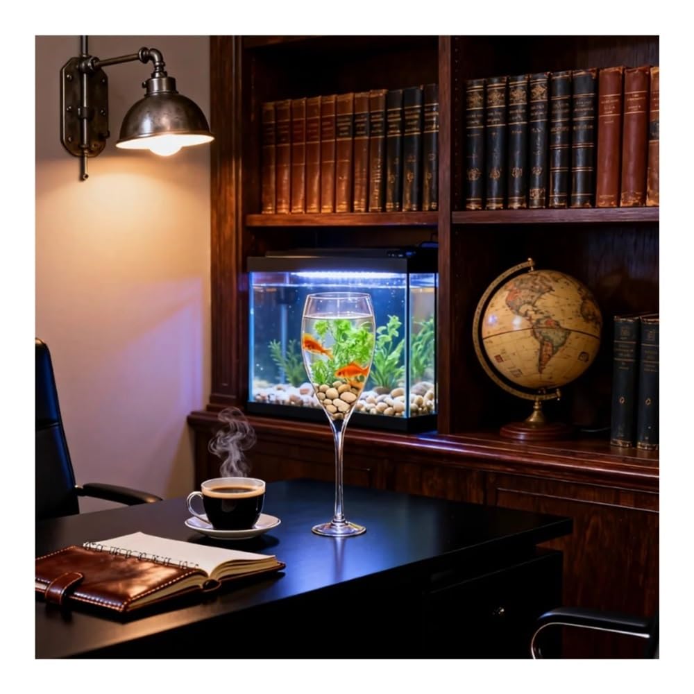 Aquarium Klares Glas-Aquarium in Champagnerglasform – Aquarium als Heimdekoration(12cmx40cm)