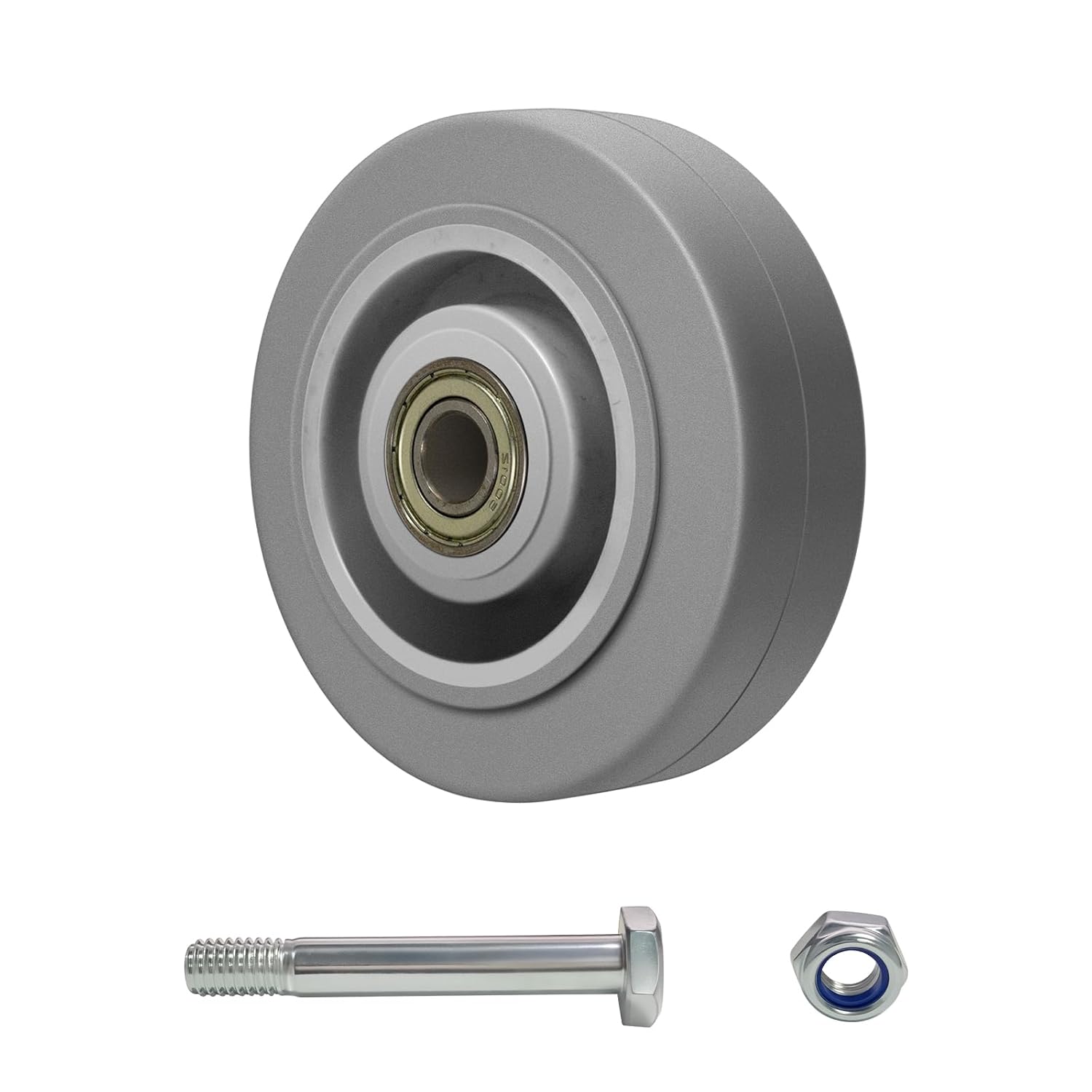 5'' Caster Wheels, 3/8'' Bore Axle Non-Marking Rubber Wheels for Cart Furniture, Set of 4 Industrial Wheel with 1400lbs Capacity (4 Wheel)