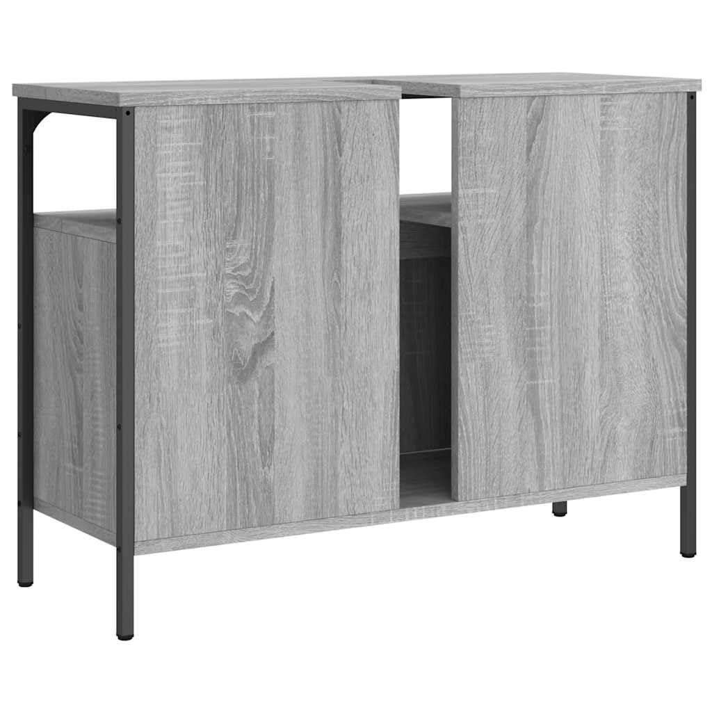 Armario para debajo del lavabo Sonoma, 80 x 30 x 60 cm, material de madera con acero pulverizado, espacio para muebles de baño, lavabo y lavadero, montaje en pared posible