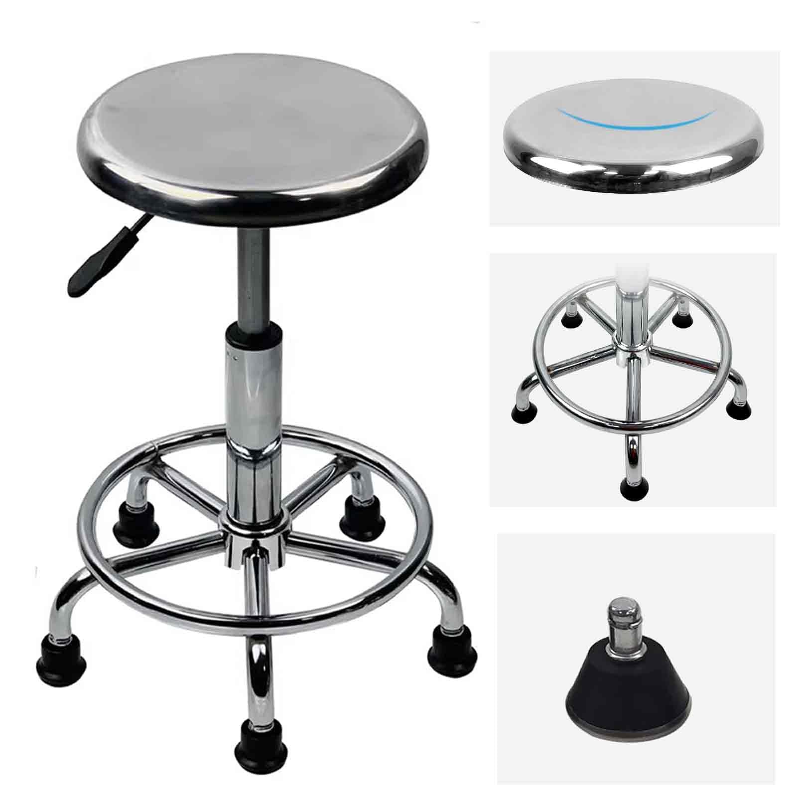 Genérico Taburete Ajustable De Acero Inoxidable: Trabajo Redondo Resistente, Diseño Ergonómico con Almohadillas Antideslizantes For Garaje, Taller, Laboratorio Y Uso Industrial