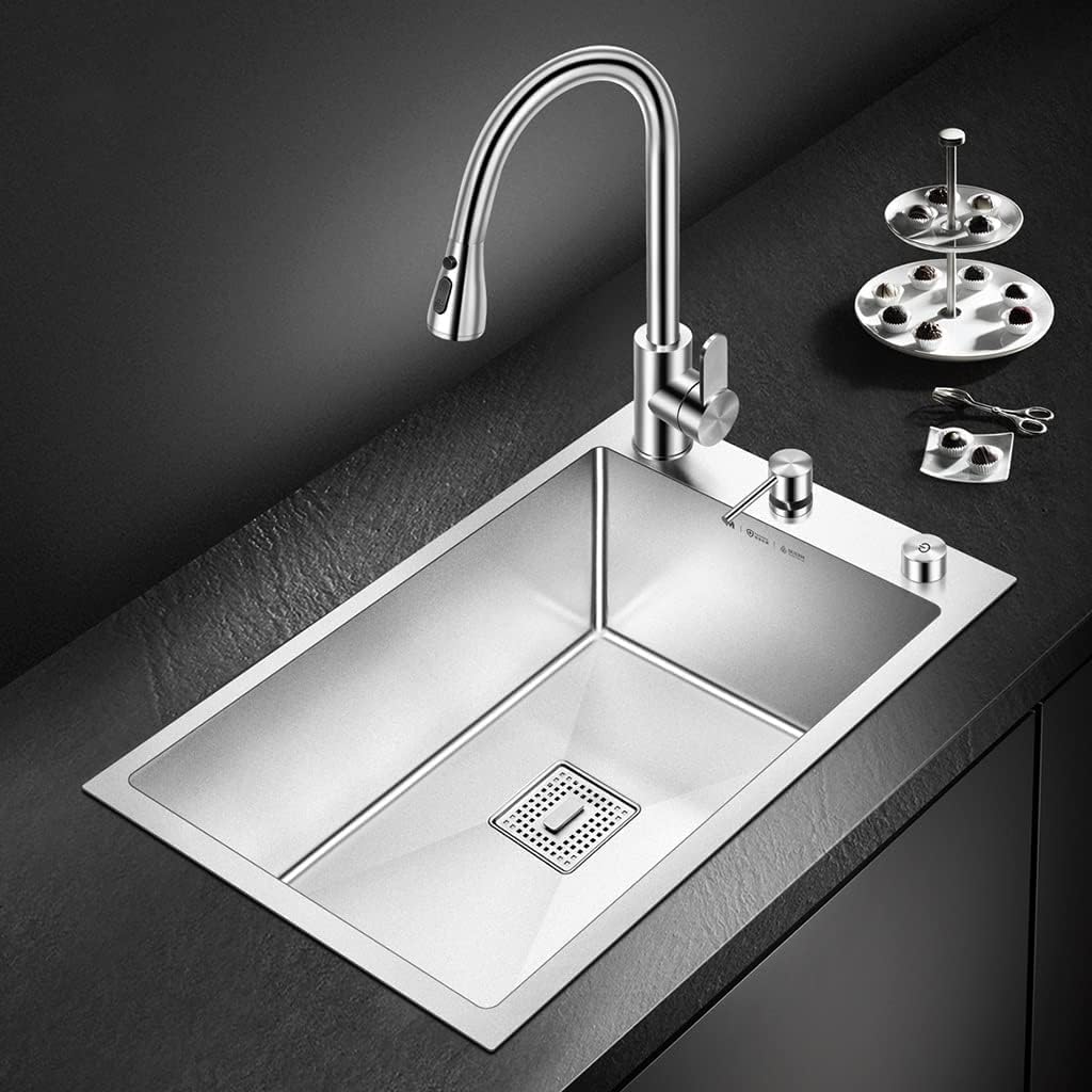 Kitchen Sinks Bar Prep Sink Faucet Kitchen Single Bowl Sink Stainless Steel with Drain Multifunction RV Sink Drop-in Or Undermount