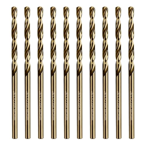 Miniatura 2 de M35 HSS - Brocas de cobalto de 18 pulgadas, 10 piezas, juego de brocas helicoidales de metal Jobber de longitud y vástago recto, adecuadas para