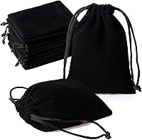 ENNIYU 20 Pack Black Velvet Drawstring Bags 3x4 Inch - Premium Jewelry Pouches, Party Favors, Advent Calendar Fillers, Candy Treat Bags