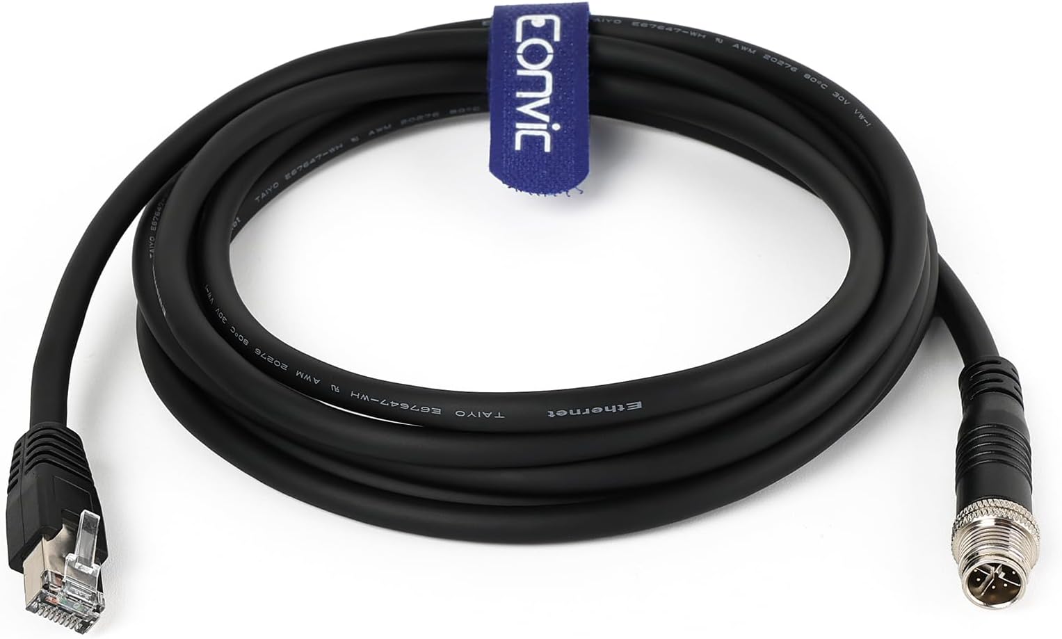 Eonvic Cognex Industrial Ethernet M12 X-Type to RJ45 High-Flex GigE Vision Camera