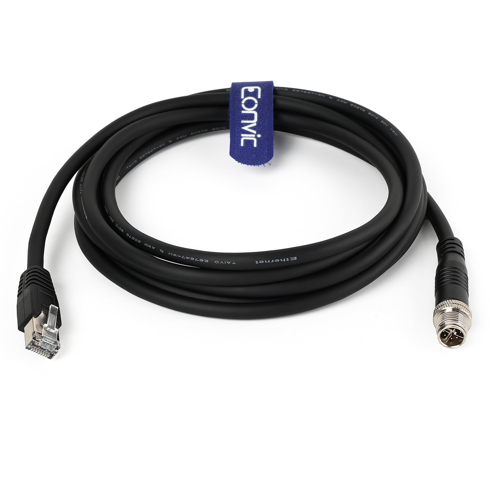 Eonvic Cognex Industrial Ethernet M12 X-Type to RJ45 High-Flex GigE Vision Camera