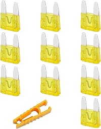 JatilEr Mini Blade Fuses 10 Pcs, 20A, 32V, Automotive Replacement Fuses with Fuse Puller for Car/RV/Truck/Motorcycle/Boat