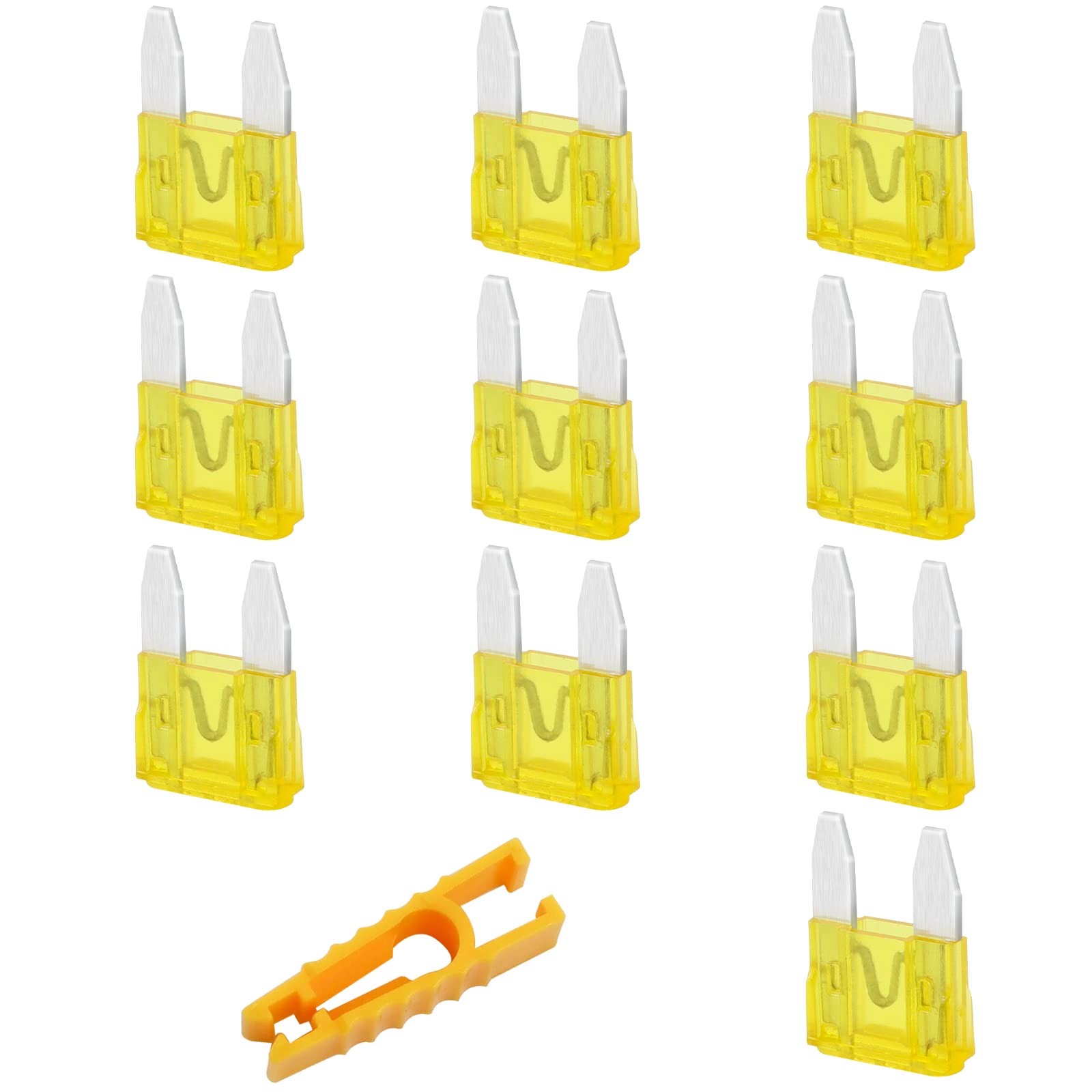 JatilEr Mini Blade Fuses 10 Pcs, 20A, 32V, Automotive Replacement Fuses with Fuse Puller for Car/RV/Truck/Motorcycle/Boat - 1