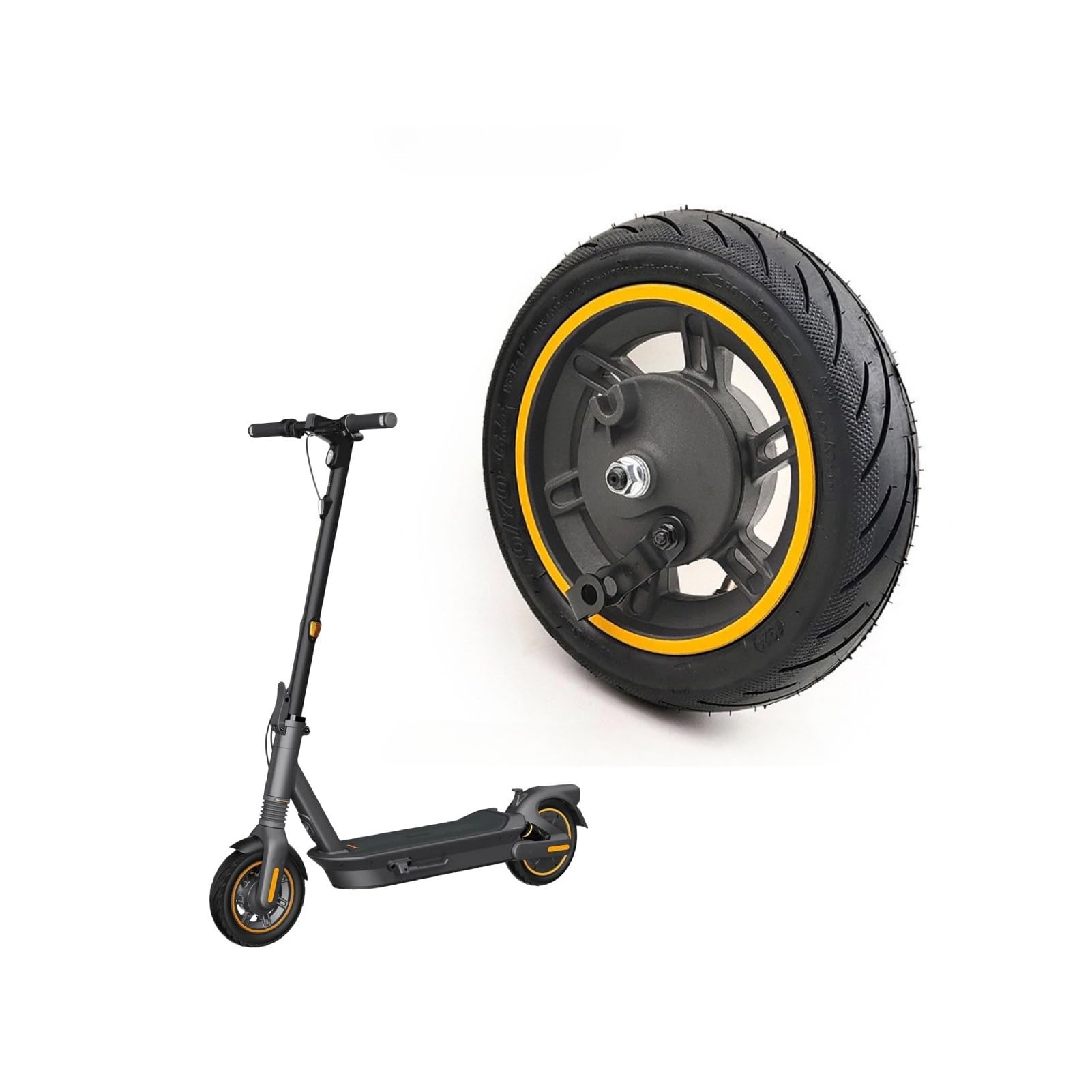 E-Scooter Vorderrad für Ninebot MAX G30/MAX G30D, 10 Zoll 60/70-6,5 Elektroroller Vorderrad Reifen mit Trommelbremse, Rutschfest Stoßdämpfung E-Roller Ersatzrad Zubehör