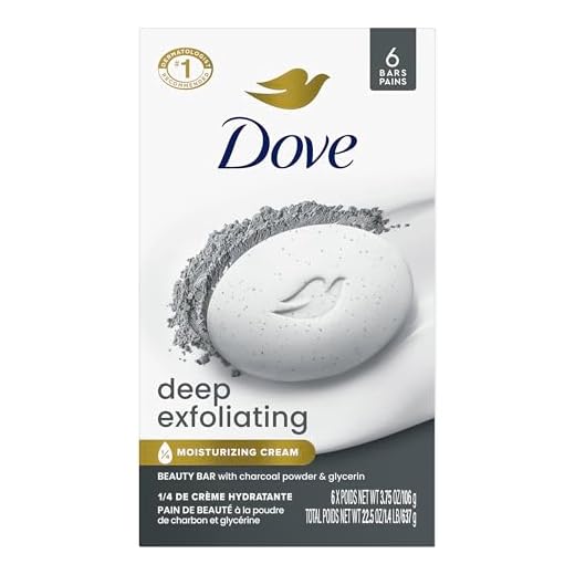 Dove Deep Exfoliating Beauty Bar Soap , Charcoal Powder, I 6 Count 3.75 oz