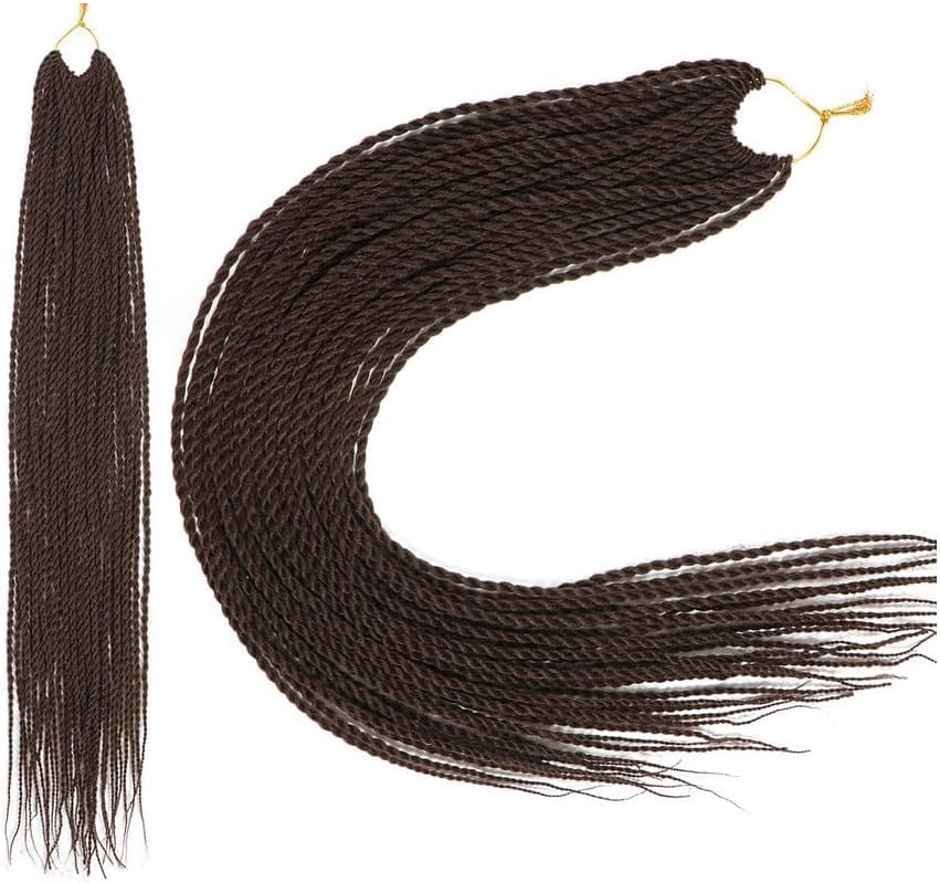 FDEETY 60cm Extensiones de Trenzas Sintetico Pelo Trenzas Africanas Extensiones de Trenzado de Cabello Para Ganchillo para Niñas (Marrón Oscuro)