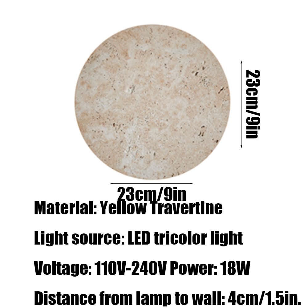 Lampada Da Parete In Travertino Giallo Con Sorgente Luminosa