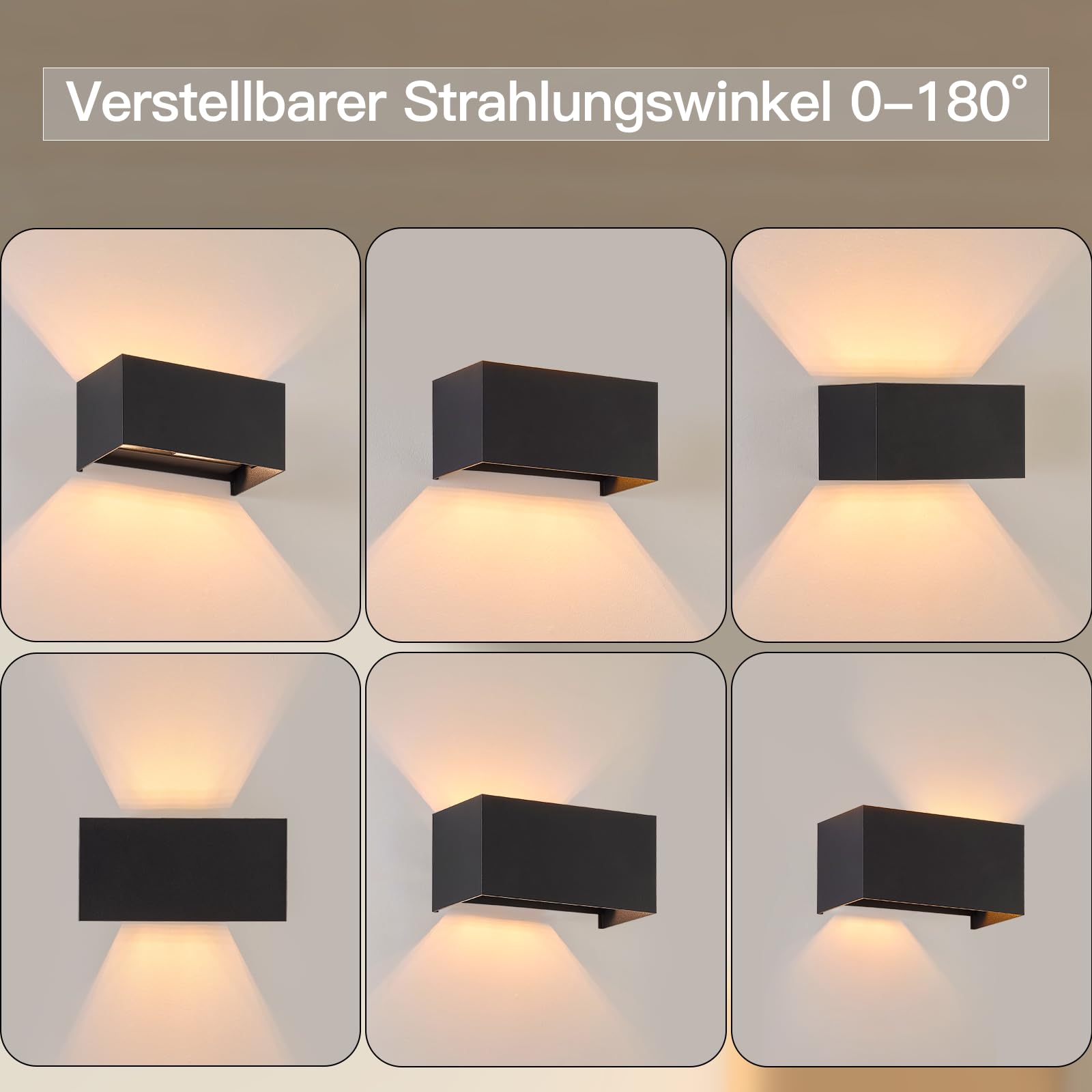 Homefire Lot de 4 appliques murales extérieures LED - Lampe murale extérieure noire, étanche IP65, projecteur mural moderne 3W, lumière blanche chaude réglable G9, pour jardin, terrasse, couloir