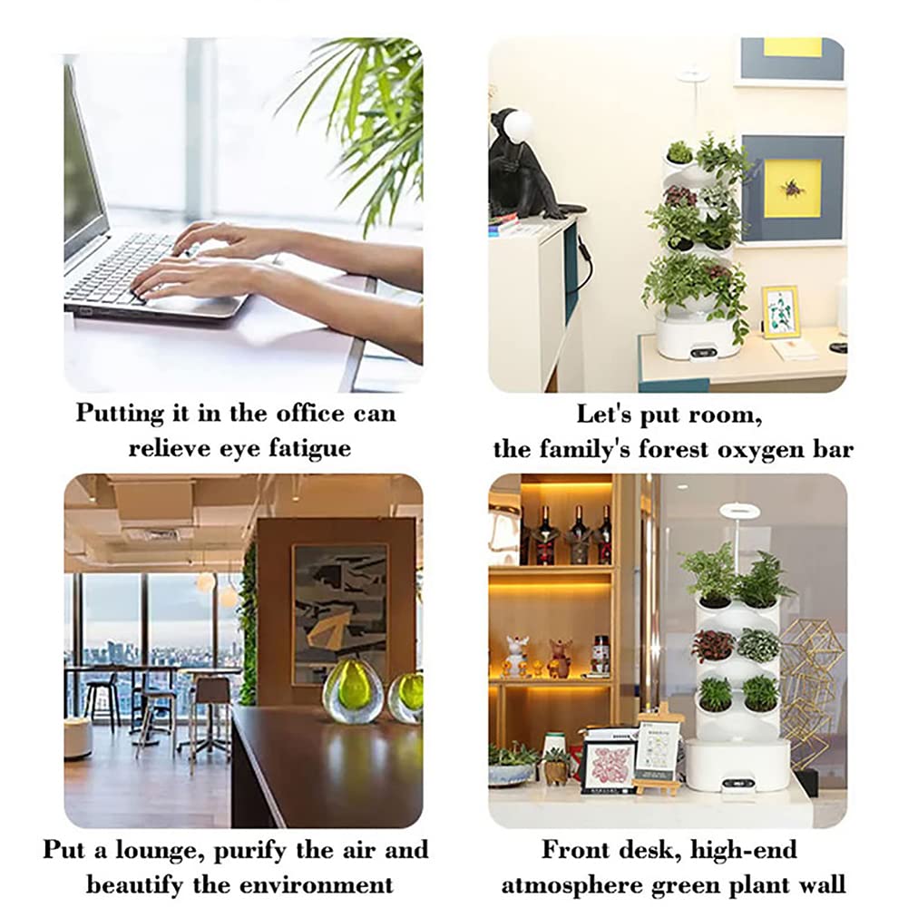 Système de Culture hydroponique, kit de Jardin d'herbes d'intérieur à 8 dosettes sur 4 étages avec lumière de Croissance LED et écran Tactile, Pots de pépinière pour bonsaïs, pour
