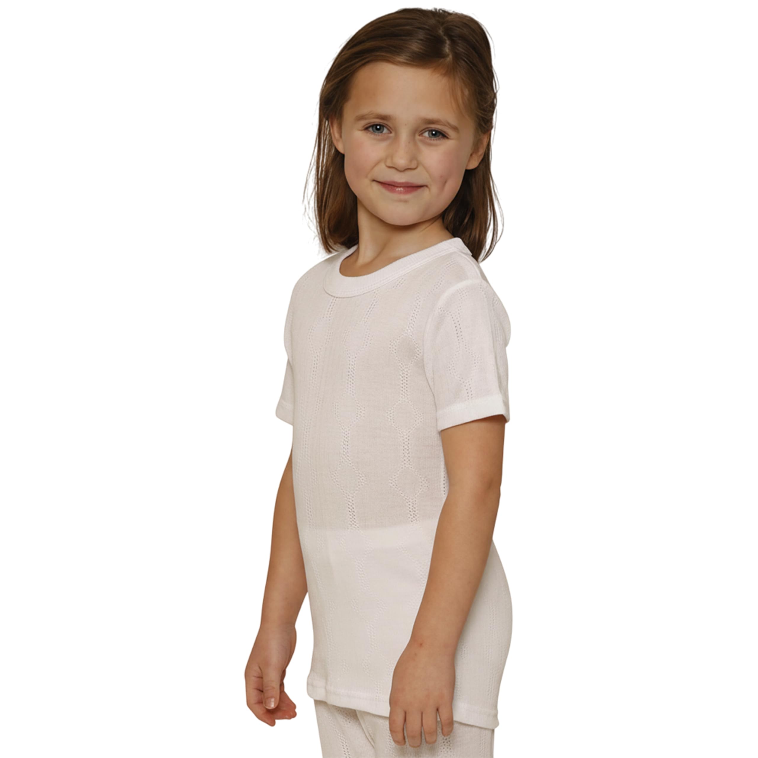 Octave Girls White Octave® Kids Thermal Vests, Thermal Underwear Short Sleeve Vest/Top, Soft Base Layer, Warm Winter Wear, Fully Brushed Warm Base Layer Top, Kids Thermal Underwear For (6-8 Years, )