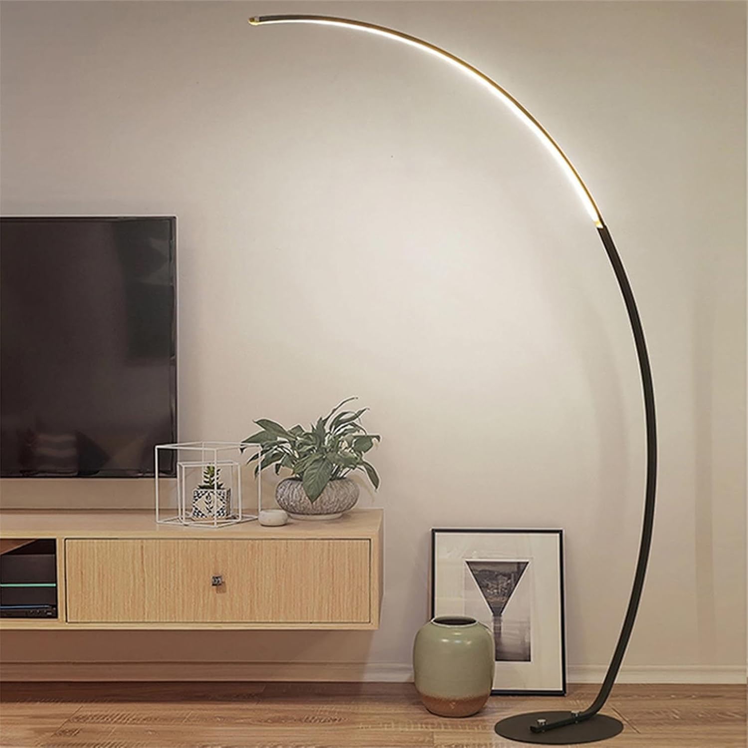 Lampada da Terra Ad Arco Moderna, Alta 170 Cm, con Telecomando, 3 Temperature di Colore E Lampada da Lettura Ad Arco Dimmerabile A 3 Livelli, Lampade Ad Arco A LED per Soggiorno, Camera, Black