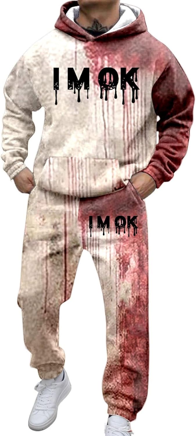 Halloween Jogginganzug Herren Mit Blutspritzer - 2-teiliges Horror Kostüm Set