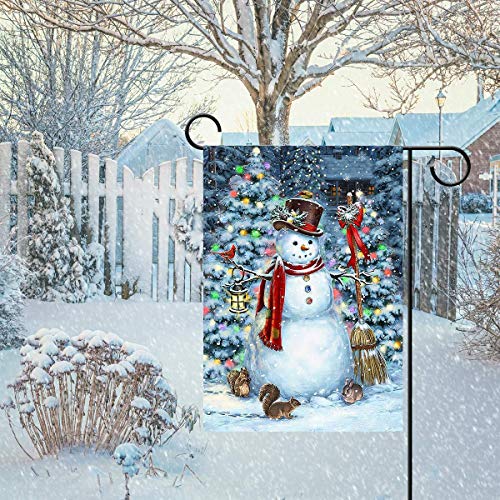Winter Snowman Christmas Garden Flag Snow Snowflakes Xmas Double Sided Flags 12" X 18", Merry Christmas Tree Funny Animal Decorative Small Garden Yard Flag Vertical Banner Yard Outdoor Home Decor #TOP3