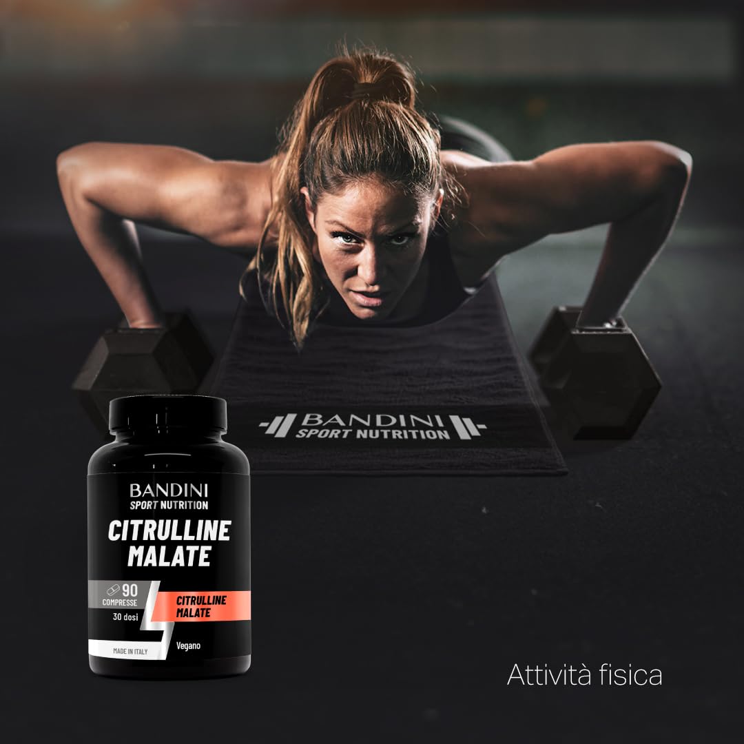 Bandini® CITRULLINE MALATE 90 Compresse 3000 mg per Dose Giornaliera - Dosaggio Extra-Elevato (Copertura 1 mese) - L-Citrullina da fermentazione 100% Vegan - Citrullina per Atleti e Culturisti