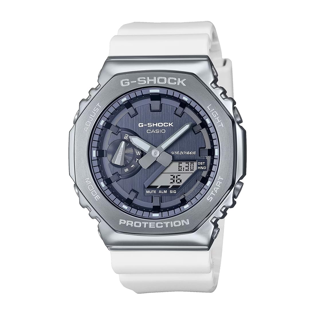 Casio G-Shock GM-2100WS-7ADR Stainless Steel Bezel Blue Analog-Digital Dial White Resin Strap Mens Watch Shock and 200M Water Resistant G1471 (B0CPMWYZVH) Amazon Price History, Amazon Price Tracker