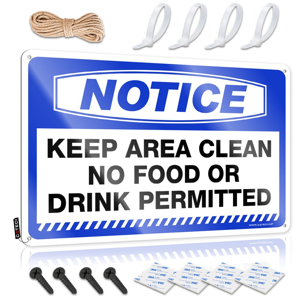 Tent Accessories For Inside Farmhouse Signs Rustic Accessory | Notice Keep Area Clean - No Food Or Drink Permitted Adorable Metal Wall Decor For Kitchen Home(30X40CM)