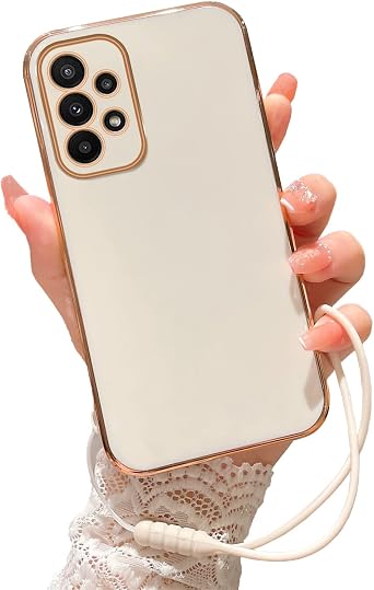 for Galaxy A32 5G Case, Samsung A32 Case for Women Girls Electroplating Cute Luxury Bling Aesthetic Trendy Pretty, Full Camera Soft TPU Protection Shockproof Cover for Samsung Galaxy A32 White