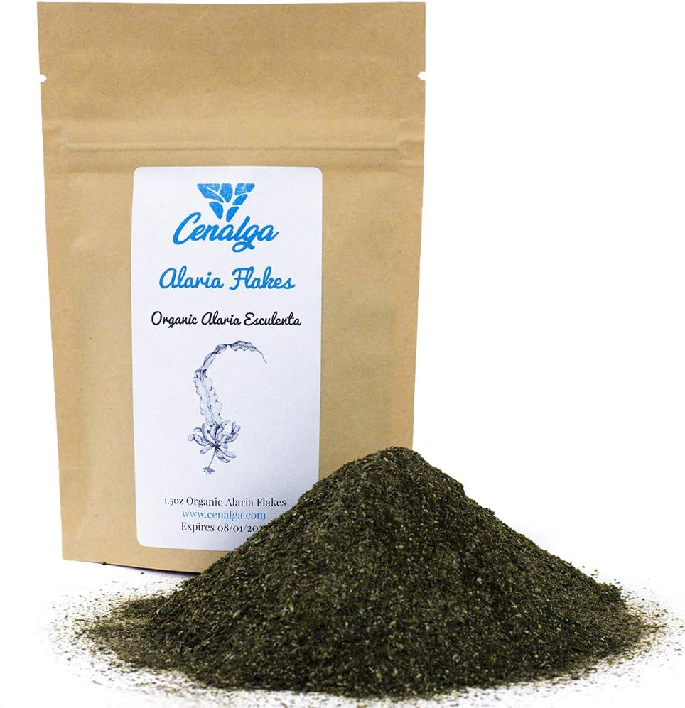 CenalgaIrish Certified (IOFGA) Wakame (Alaria) Flakes - Sustainably hand harvested from wildcrafted seaweed - sun-dried - Pure - Vegan - We avoid Plastic Pouch