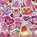 Cute Pink Aesthetic Flash Film Stickers for Girls,Women, 50PCS Cool Trendy Y2K Waterproof Stickers for Water Bottle,Laptop,Scrapbook, Funny Rose Pink Decals for Teens Adults, Party Supplies