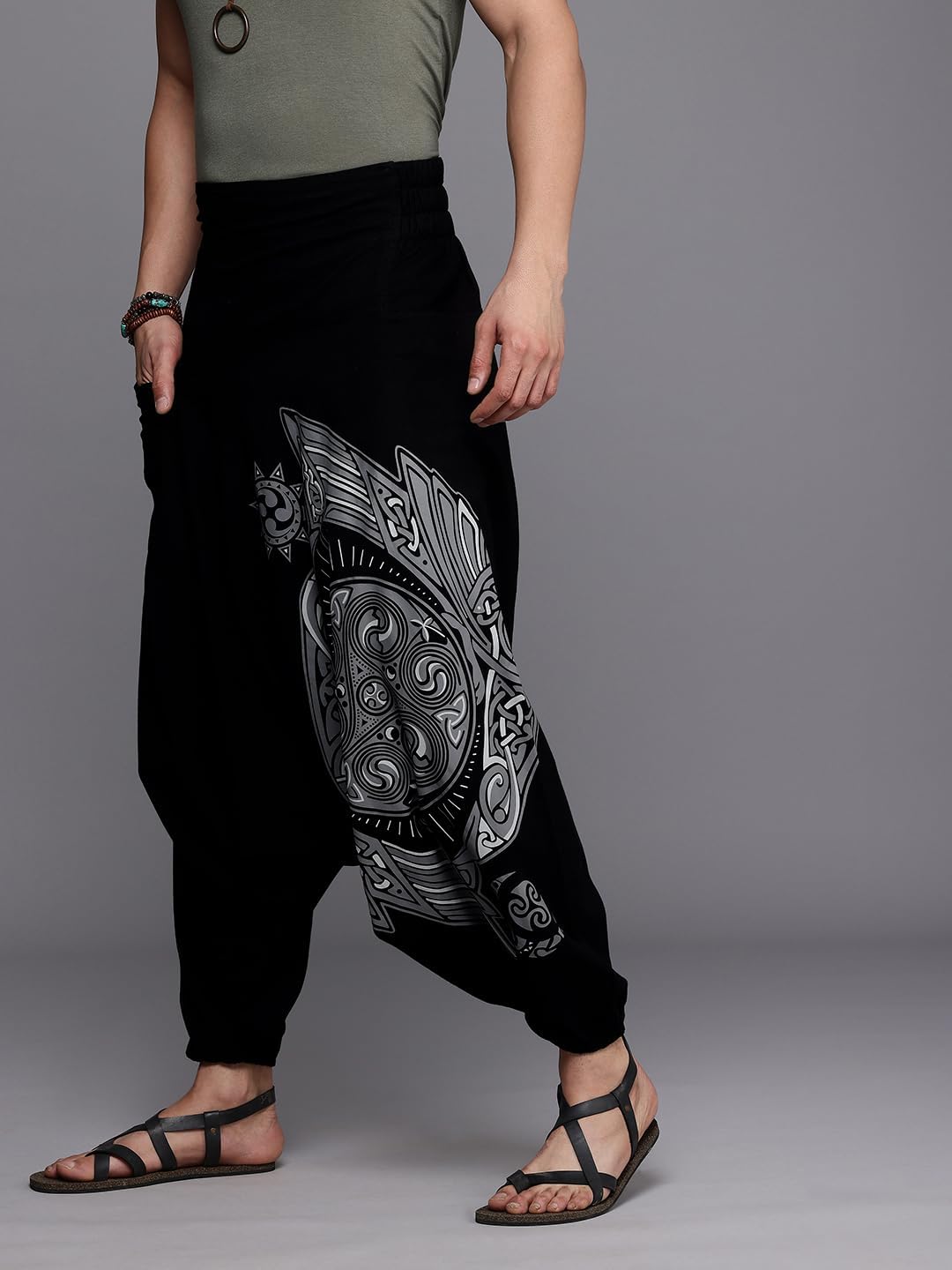 Boho Pants Elastic Ankle Harem for Men, Oversized Exercise Pajama Jogger Loose Boho Aladdin Pant - Image 4