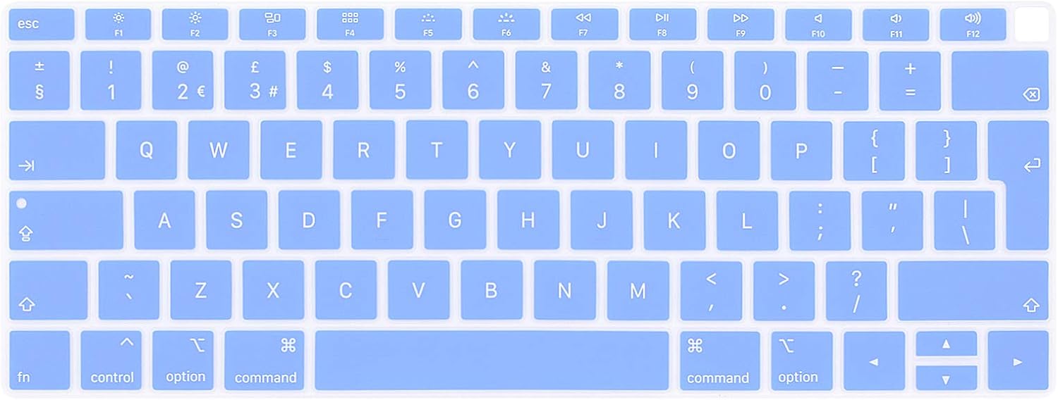 XHLWZR EU/UK English Language Silicone Keyboard Cover Skin for MacBook Air 13 with Retina Display and Touch ID 2020 2019 2018 Model A1932,European Layout Protective Skin,Tranquil Blue - Image 3