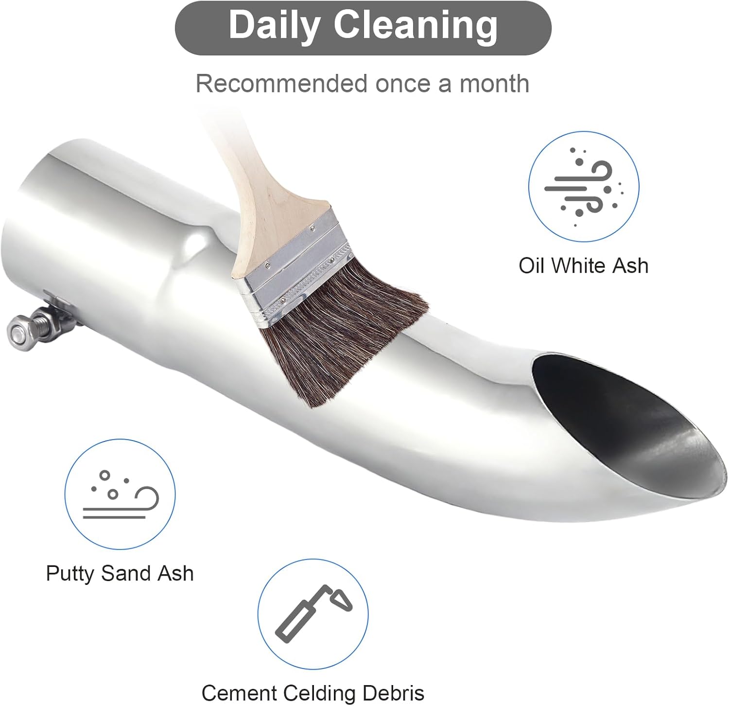 Turn Down Exhaust Tip 3.5" Inlet 12" Overall Length Stainless Steel Polished Tailpipe Tip Bolt On Diesel, Silver