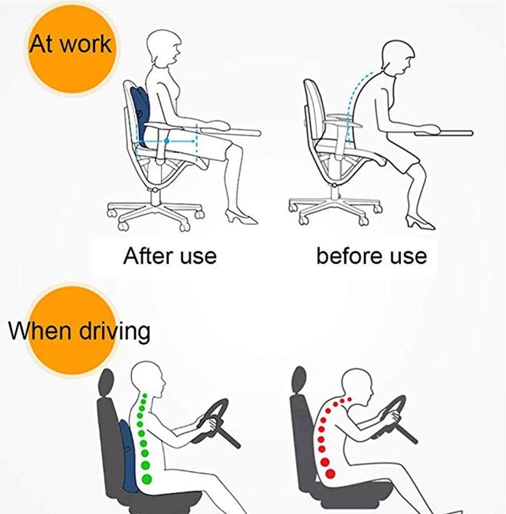 Lumbar Pillow - Seat Cushion Orthopedic Memory Foam and Lumbar Support Pillow Back Support Pillow by Upper and Lower Back for Chair Back Pain(D)