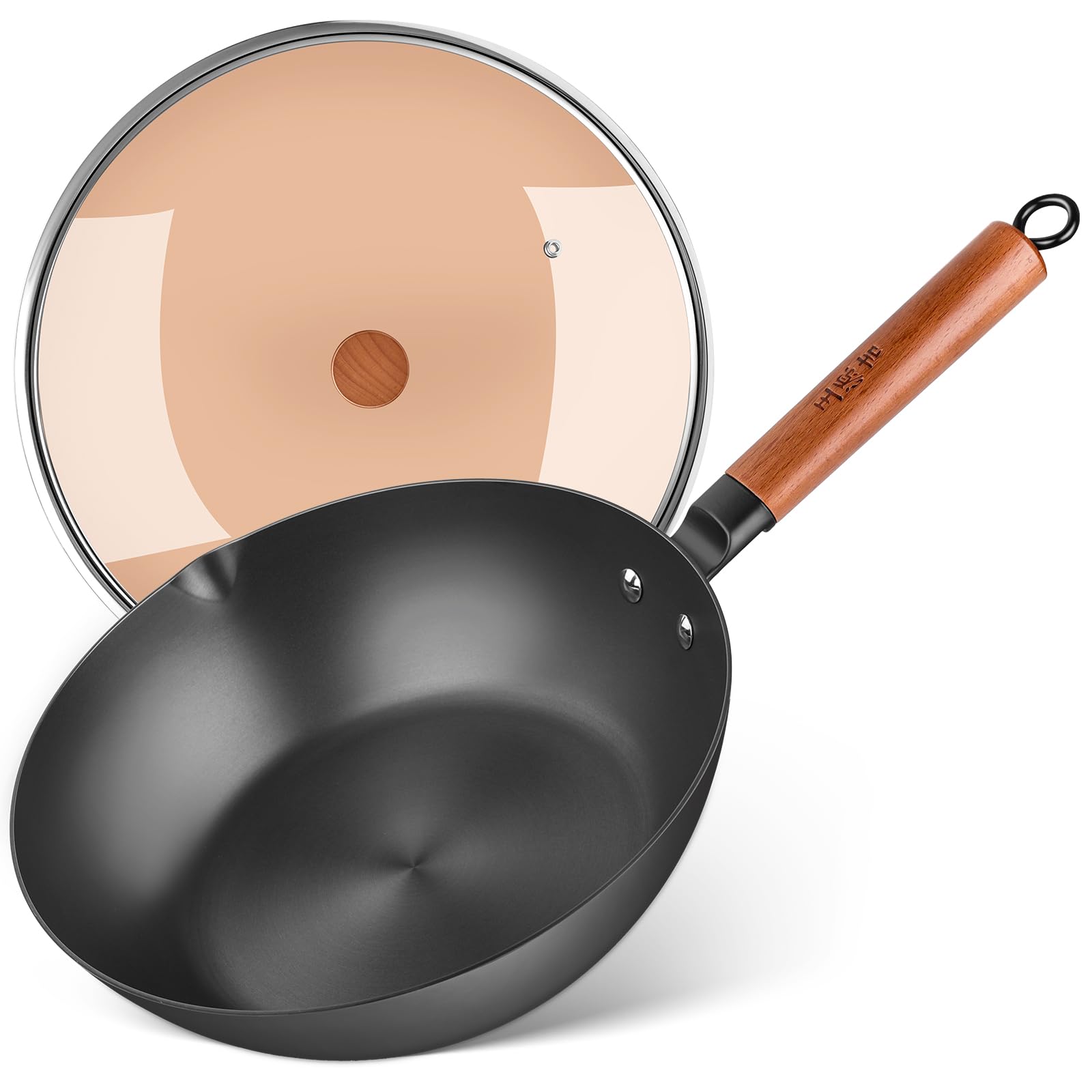 WANGYUANJI深型フライパン28cm鉄炒め鍋中華鍋窒化鉄錆びにくいiH対応