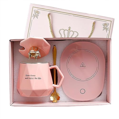 Calentador de café para escritorio, con juego de tazas, calentador de tazas con apagado automático, calentador de bebidas para cacao, té, leche.