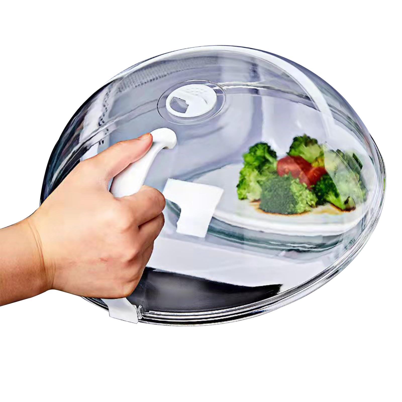 Temeemeg Microwave Cover for Food BPA-Free Transparent Microwave Splatter Cover with Steam Vents and Handle Heat Resistant Splatter Guard Keeps Oven Clean and Food Fresh