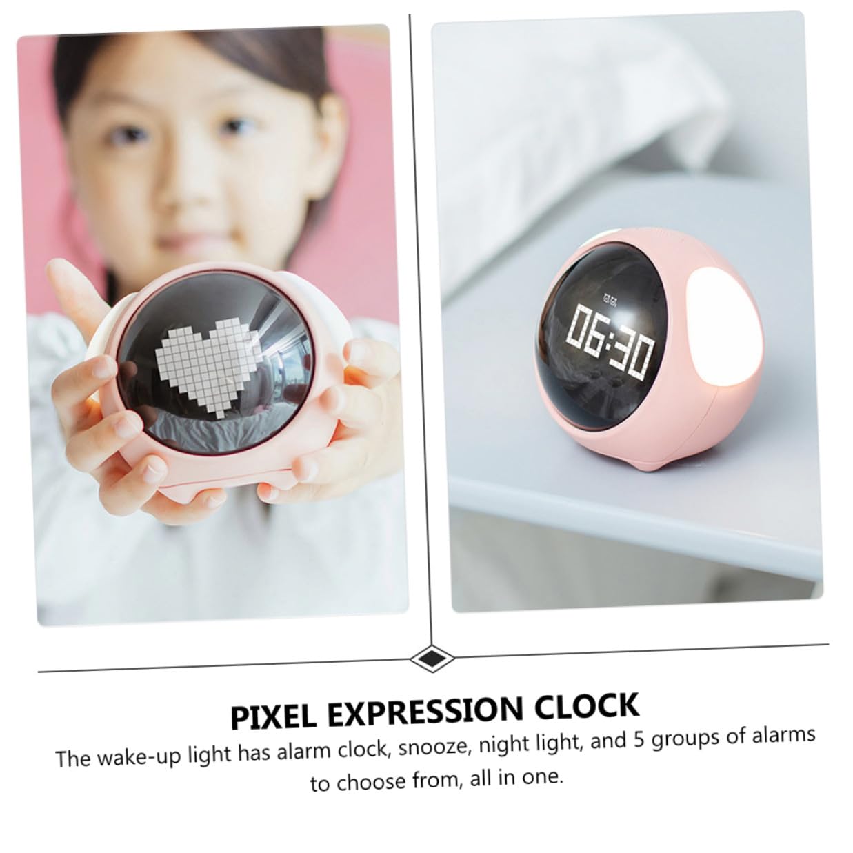 Reloj Despertador Digital LED Expresión Encantadora para Dormitorio Infantil Incluye Reloj Digital y Alarma Luminosa