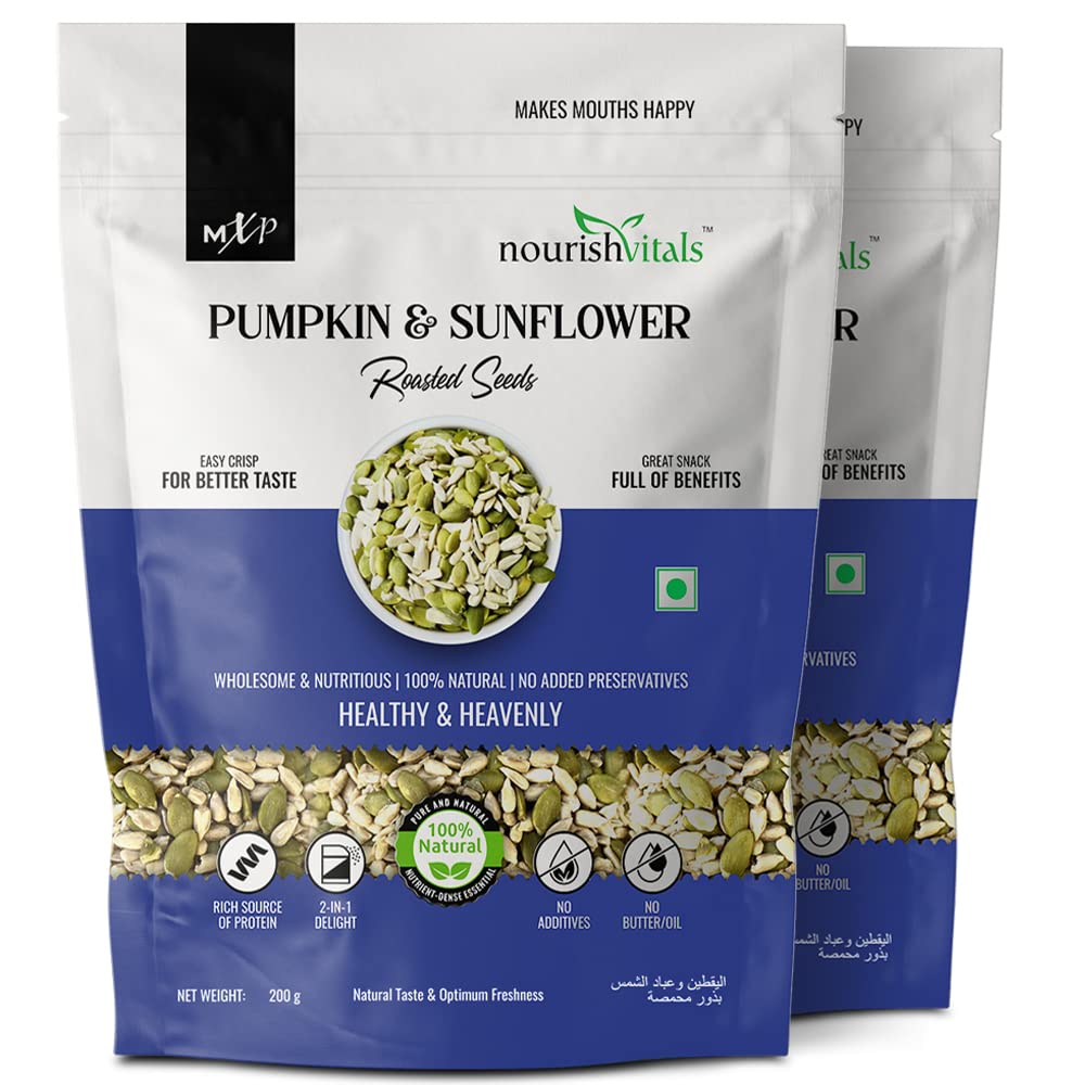 NourishVitals Pumpkin and Sunflower Roasted Seeds, 100% Natural, No Added Preservatives, Rich Source of Protein, 2-in-1 Delight, 200g x Pack of 2 (B09M6Y26SG) Amazon Price History, Amazon Price Tracker