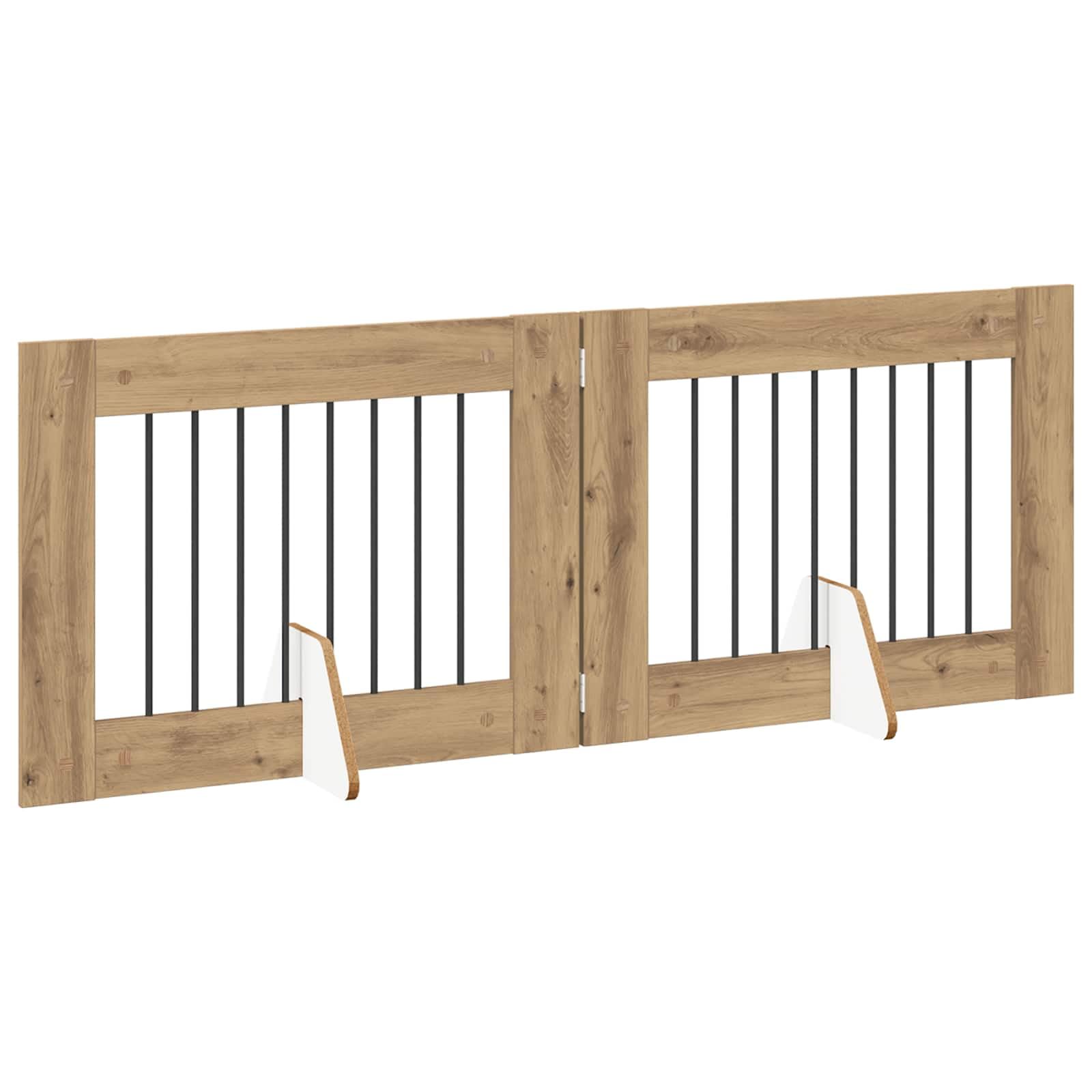Cancelletto per cani con supporto, 2 pezzi, rovere Artisan, 80 x 60 cm, pieghevole, modulare, recinzione interna per animali domestici, protezione e sicurezza in casa e in casa