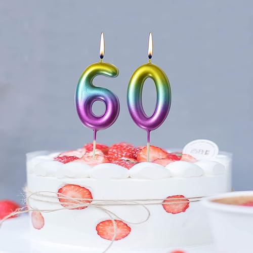 Miniatura 4 de 10 velas de número arcoíris  Vela de cumpleaños con degradado del número 0 al 9, vela de número de cumpleaños para decoración de aniversario, boda,