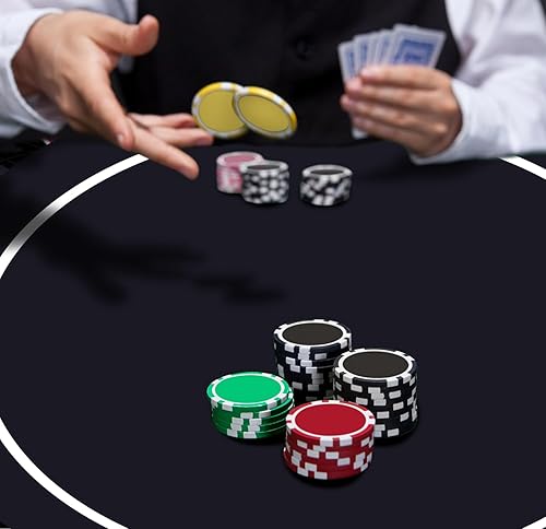 Miniatura 7 de nuveti Alfombrilla redonda de póquer de 24314755 pulgadas para Texas Holdem  Mesa de póquer portátil con diseño Art Deco Impresión de 8 jugadores