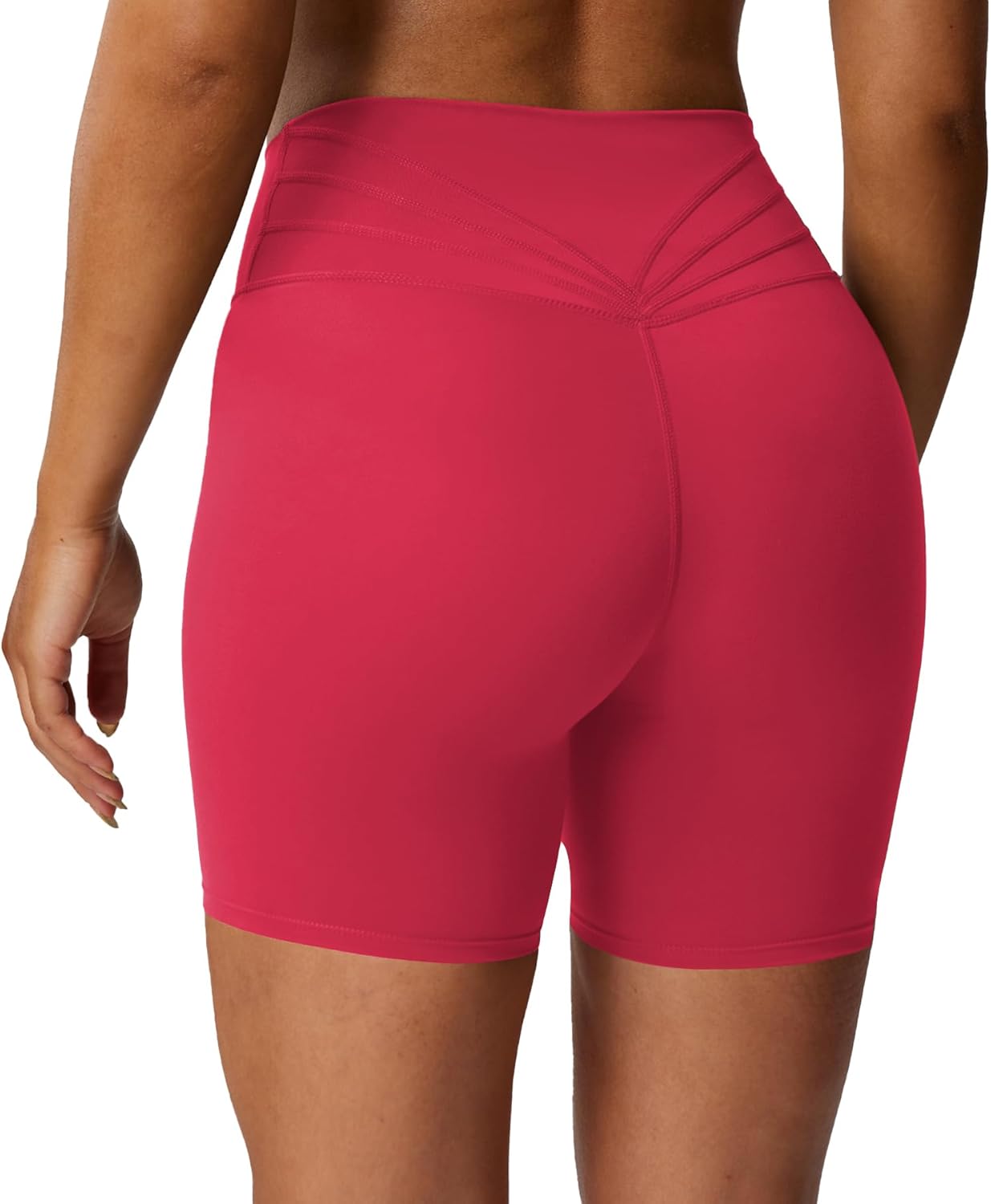 Aoxjox Trinity Workout Biker Shorts for Women Tummy Control High Waisted Exercise Athletic Gym Running Yoga Short 6"