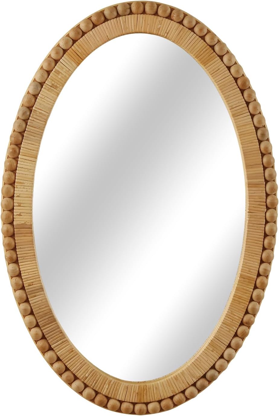 rattan wall mirror - boho handmade wicker mirror rustic farmhouse mirrors for bathroom entryway wall decor, 20" x 30", oval