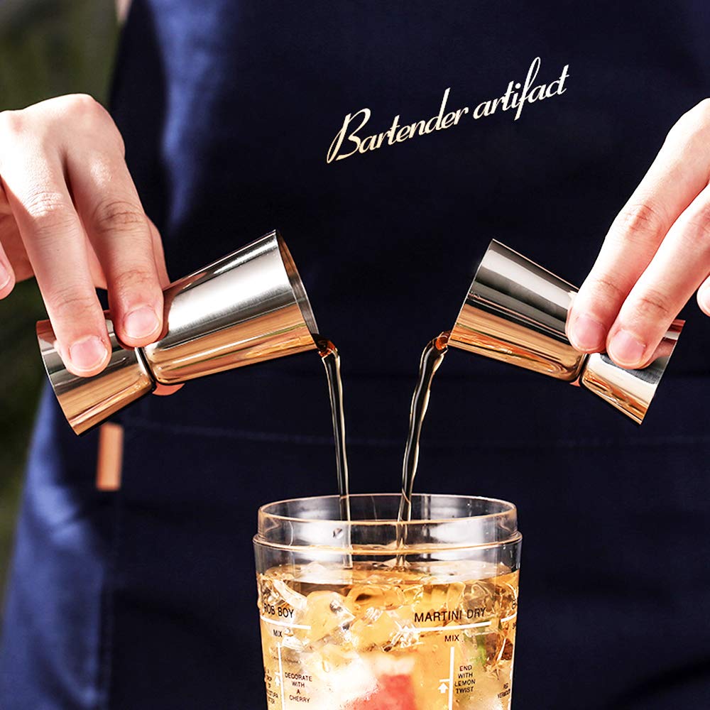 Set Bar Da Cocktail 8 Pezzi In Acciaio Inox – 2 Jigger 25/50 Ml, 4 Versatori E 2 Spazzole – Perfetto Per Barman