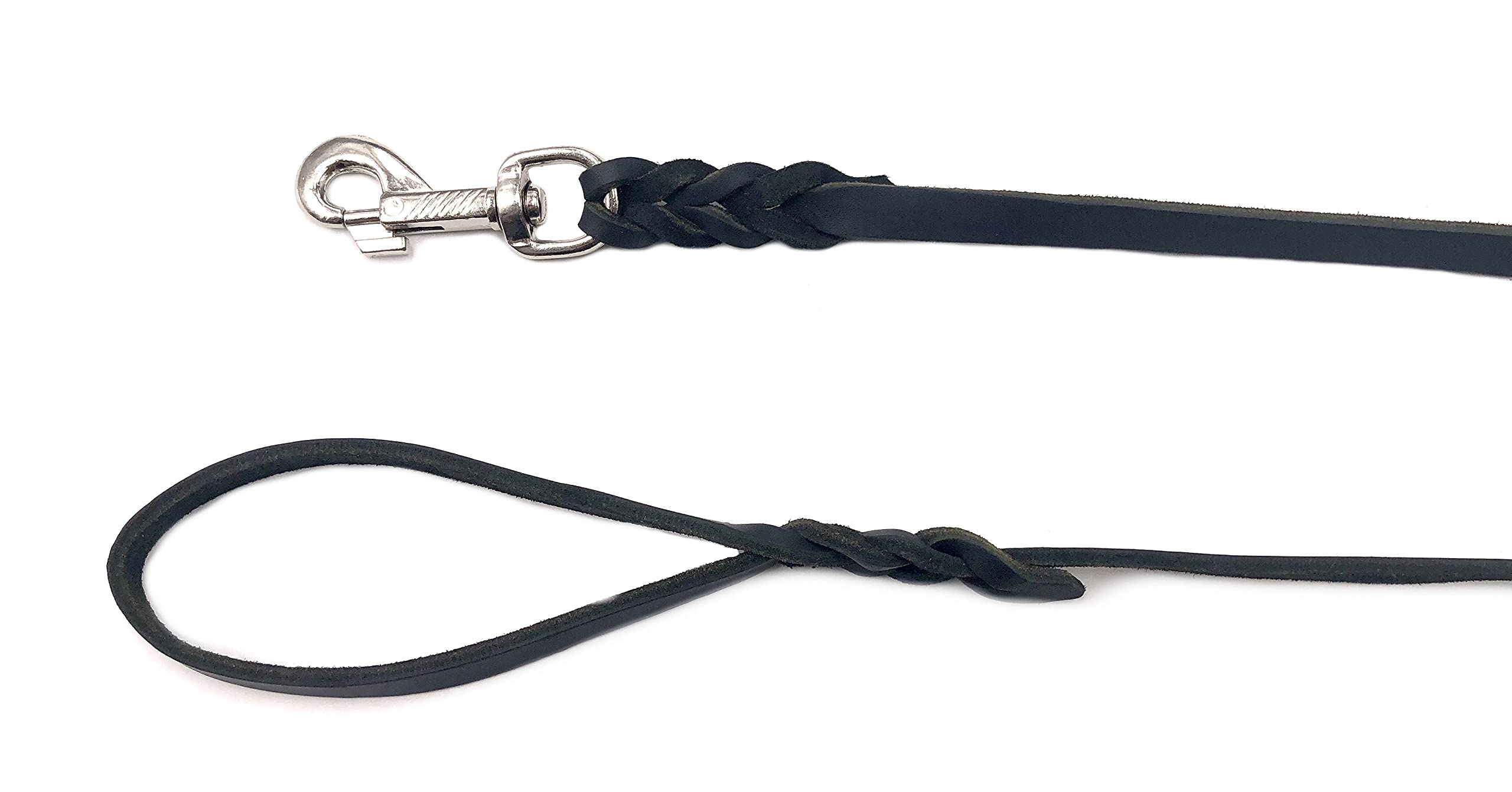 Hundeleine Fettleder kleine Hunde/große Hunde MIT Handschlaufe Made IN Germany 1m - 5m (1,25m X 15mm, Schwarz)