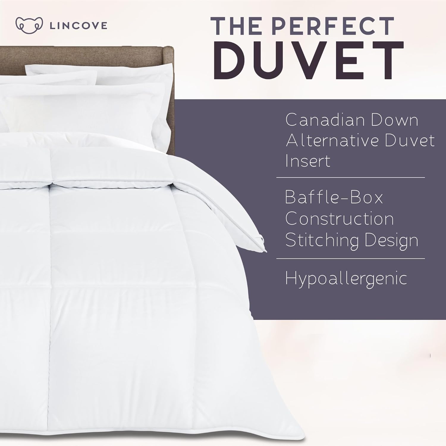 Down Alternative Comforter – Corner Loops in Each Corner, 400 Thread Count 100% Cotton Sateen Shell, Soft and Plush Feel, Queen Size: 90”x90”
