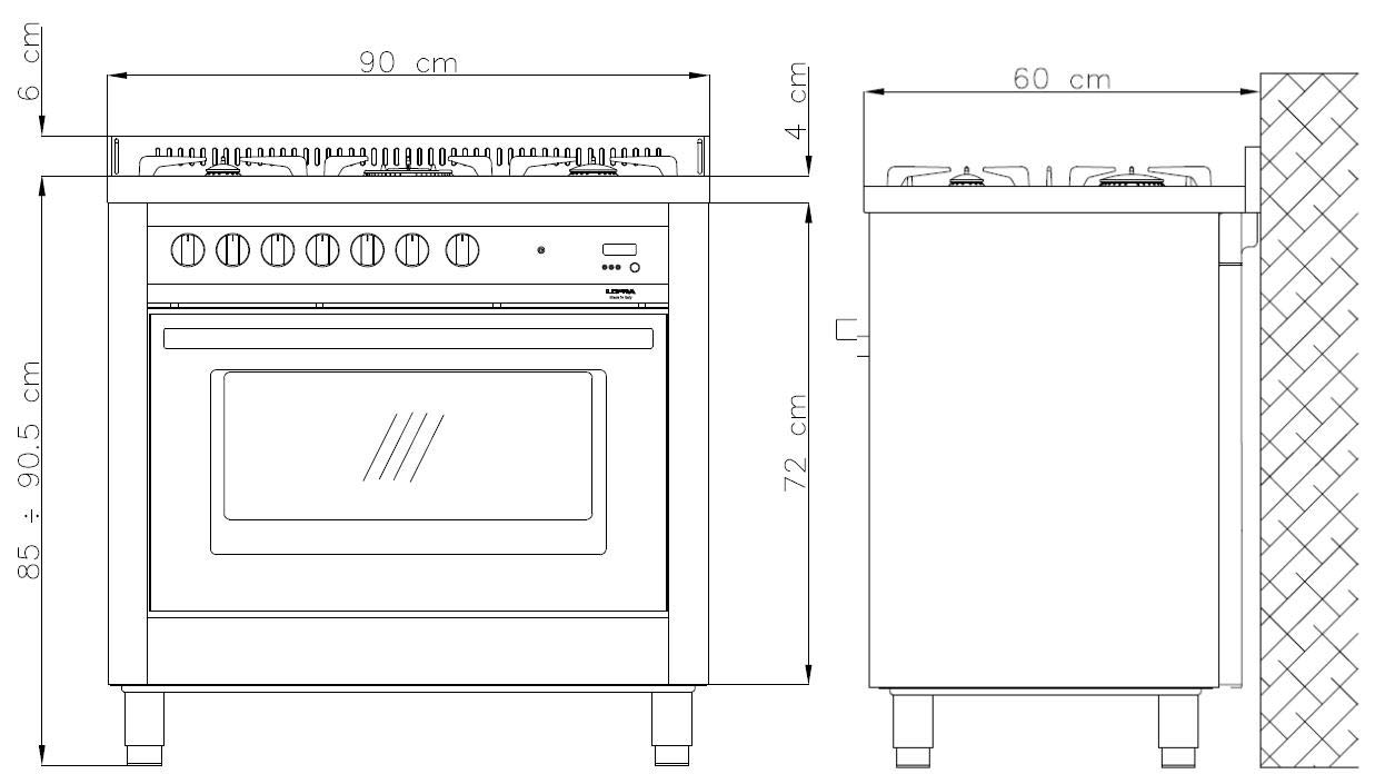 Lofra Cucina Combinata Dolcevita RRG96MFT/Ci 90 cm Burgundy